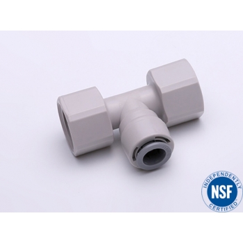 1821-E Фитинг Т-образный (резьба внутренняя-трубка-резьба внутренняя) 1/2"-3/8"-1/2",(код 1474)